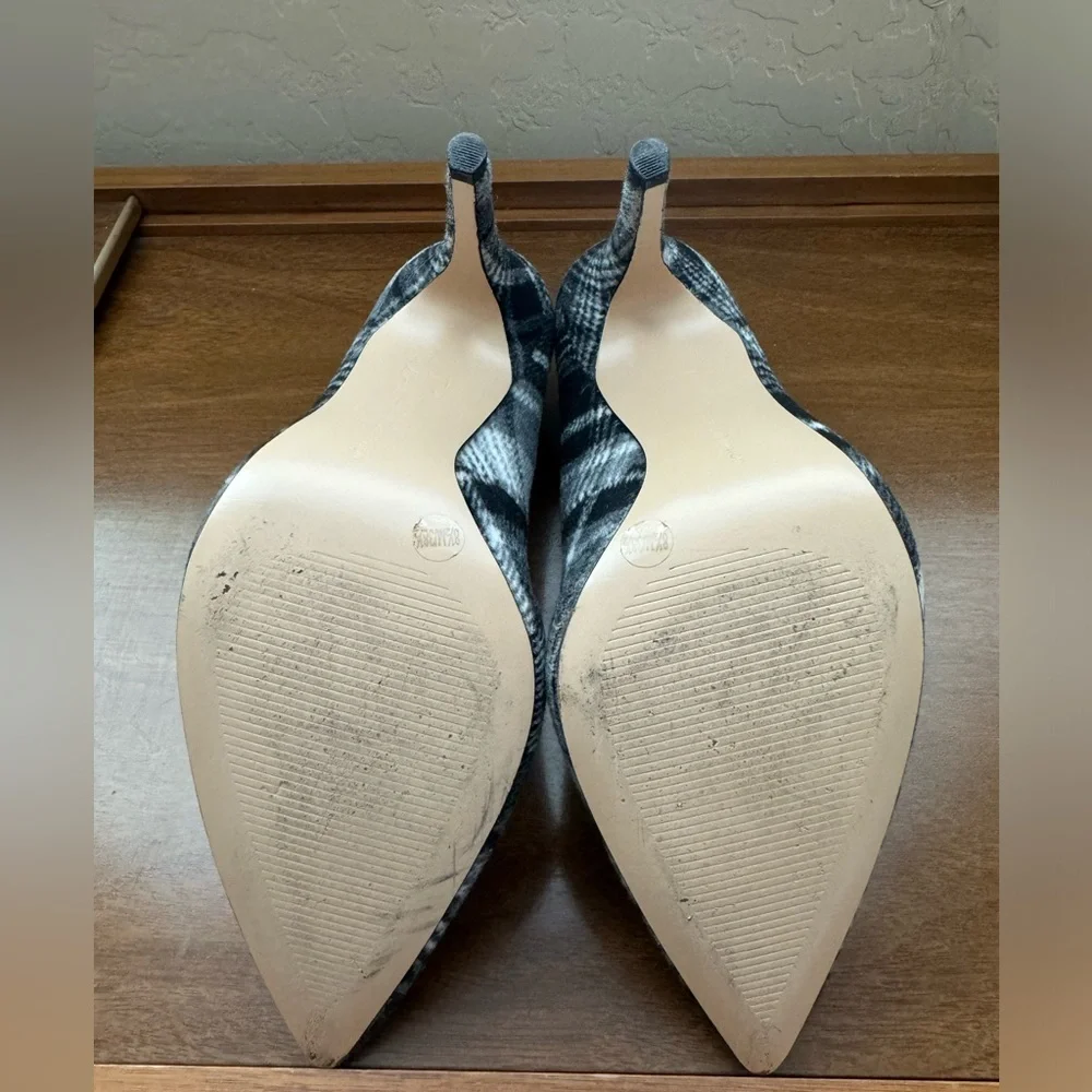 BCBGeneration Black, White, Gray Plaid Wool Heels - Picture 2 of 5